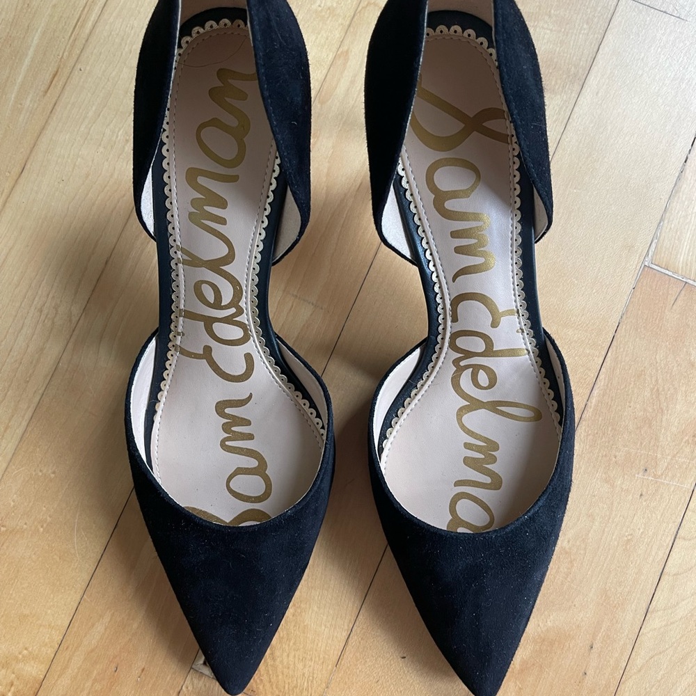 Sam Edelman Black Suede D’Orsay Pump